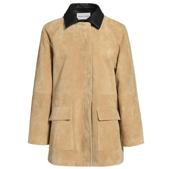 NWT Susanna Chow Raegan Suede Field Jacket in Hazelnut, Size L - Picture 2 of 7